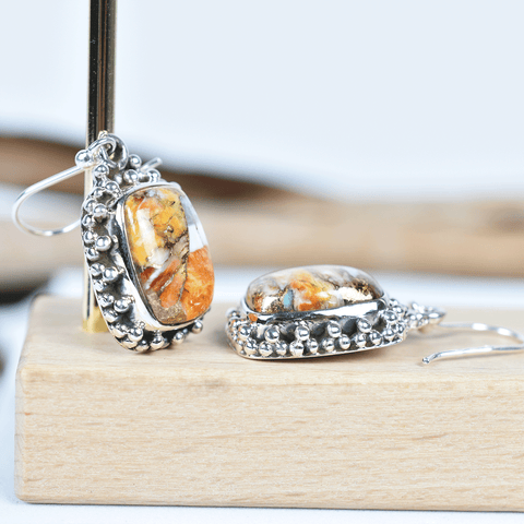 Spiny Oyster Turquoise Earring in 925 Sterling Silver