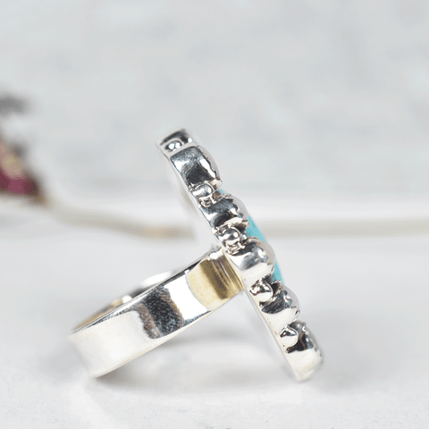 Turquoise and Pink Opal Ring in 925 Sterling Silver