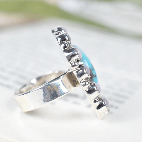 Turquoise & Pink Opal Ring in 925 Sterling Silver