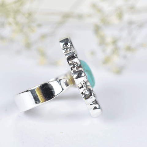 Turquoise Cluster Ring in 925 Sterling Silver