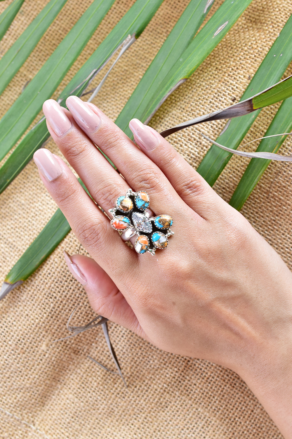Spiny Oyster Turquoise Ring in 925 Sterling Silver