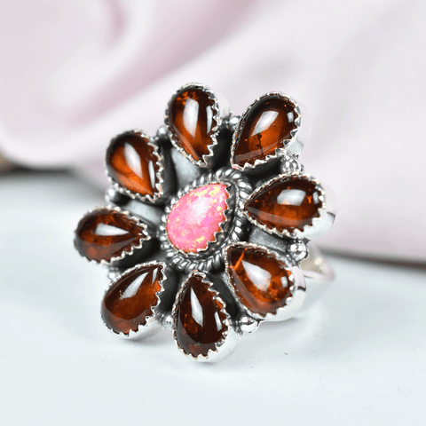 Amber Ring in 925 Sterling Silver
