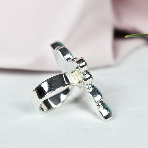 Sparkling Opal and Black Onyx Ring in 925 Sterling Silver