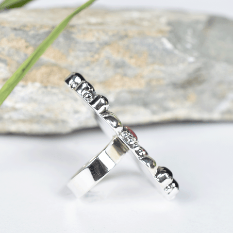 Aurora Opal and Black Onyx Ring in 925 Sterling Silver