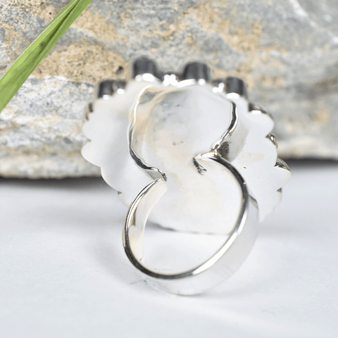 Aurora Opal and Black Onyx Ring in 925 Sterling Silver