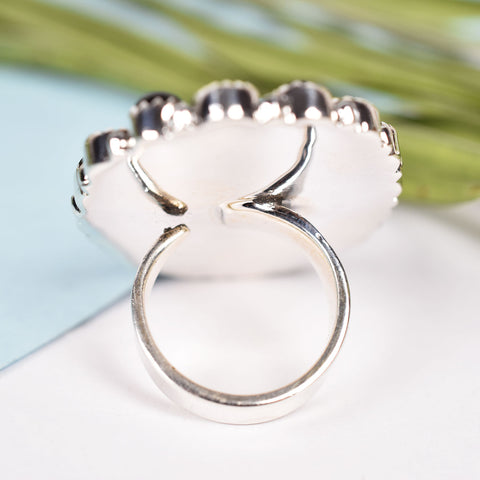 Handmade Turquoise & CZ 925 Sterling Silver Ring