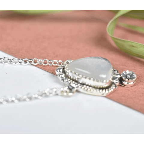 Rainbow Moonstone 925 Sterling Silver Necklace | Unique Necklace