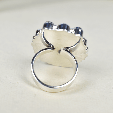 Handmade Turquoise & Aurora Opal 925 Sterling Silver Ring