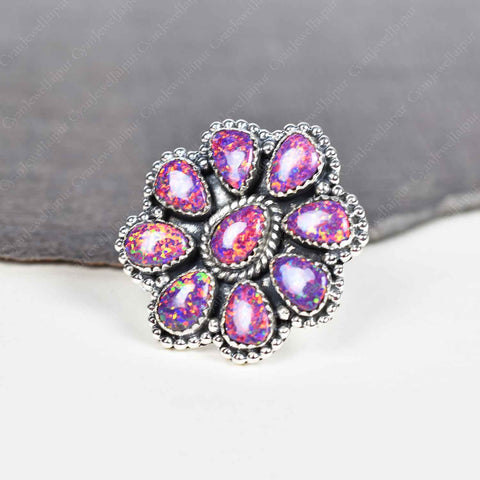 Purple Aurora Opal Ring | 925 Sterling Silver