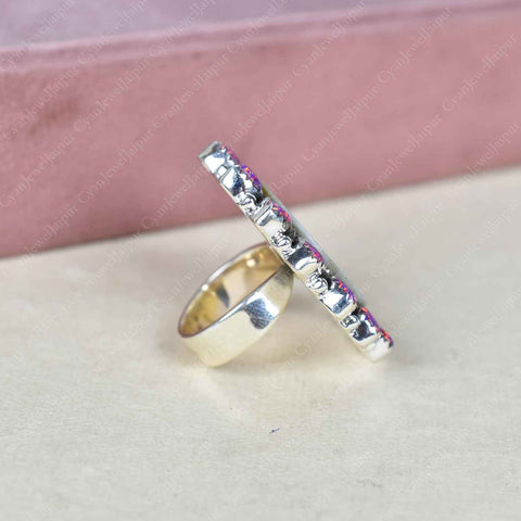 Handmade Mother of Pearl & Aurora Opal Sterling Silver Ring