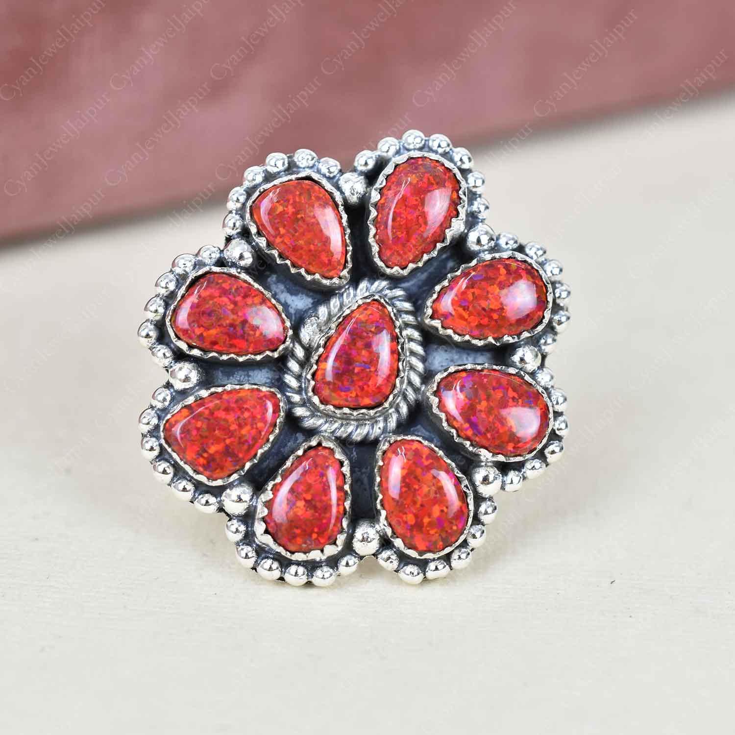 Natural Ruby Opal Ring | 925 Sterling Silver