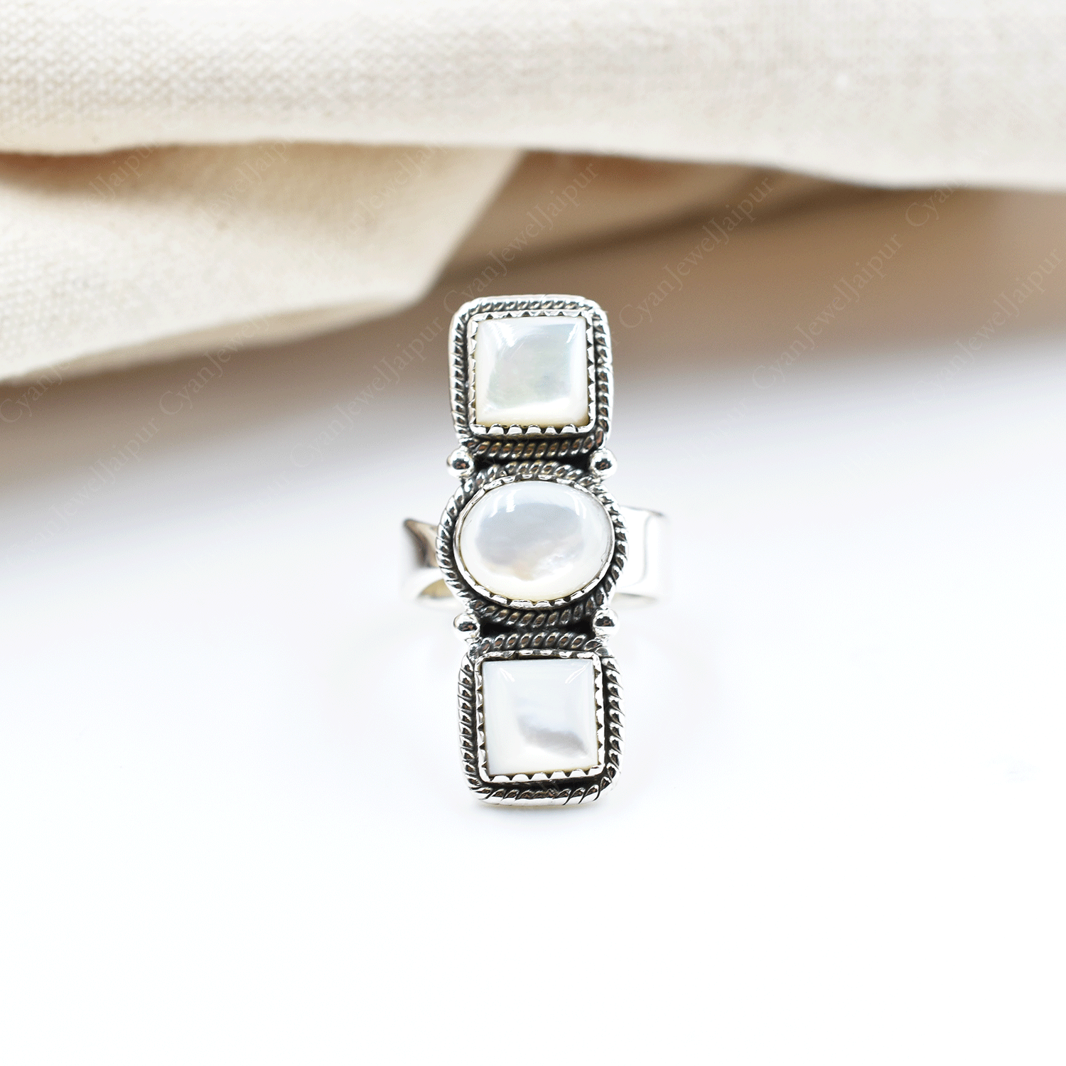 Mother of Pearl Crawler Ring | Unique 925 Sterling Silver Rings