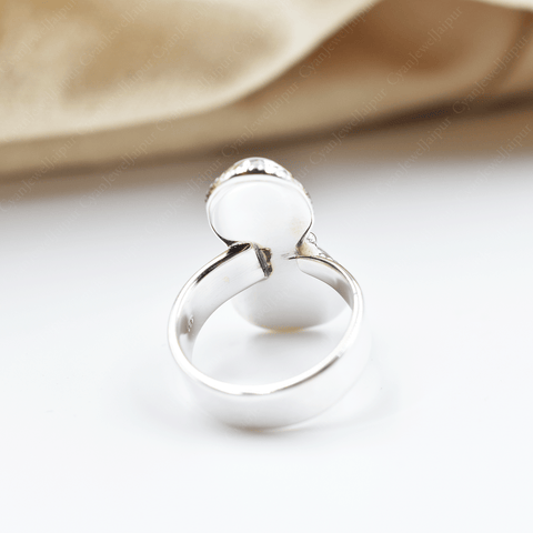 Handmade White Mother of Pearl 925 Sterling Silver Crawler Ring
