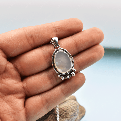 Mother of Pearl 925 Sterling Silver Pendant Necklace | Unique Jewelry
