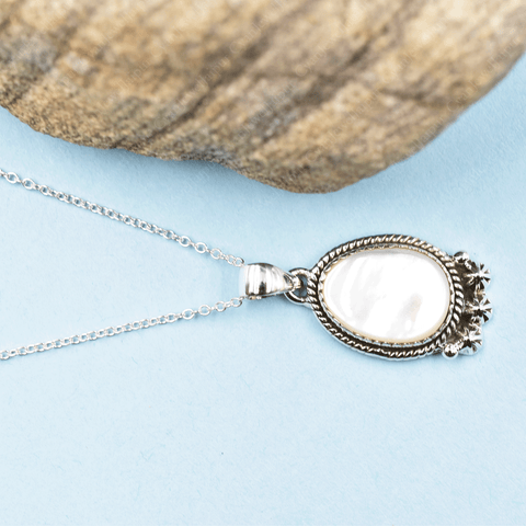 Mother of Pearl 925 Sterling Silver Pendant Necklace | Unique Jewelry