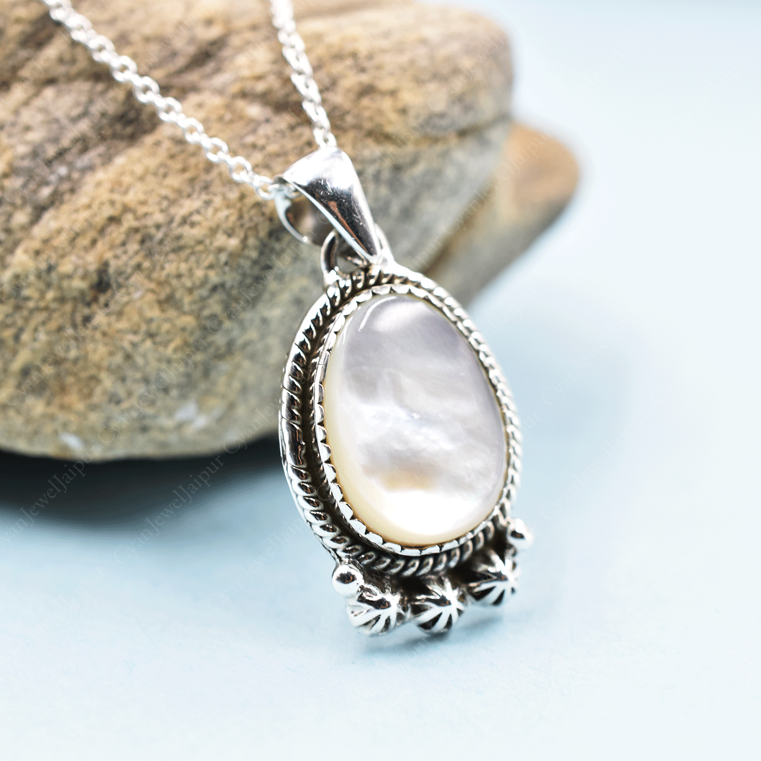 Mother of Pearl 925 Sterling Silver Pendant Necklace | Unique Jewelry