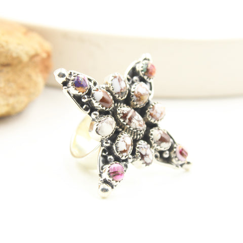 Dahlia Turquoise & Wild Horse Sterling Silver Ring | 925 Jewelry