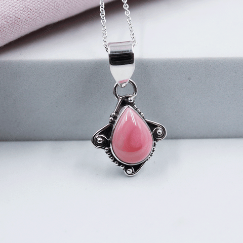 Handmade Pink Conch 925 Sterling Silver Pendant