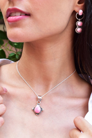 Handmade Pink Conch 925 Sterling Silver Pendant