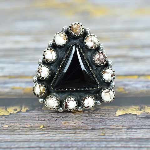 Black Onyx & Wild Horse  Ring