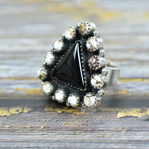 Black Onyx & Wild Horse  Ring