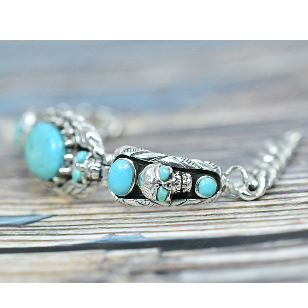 Indian Style Silver Plated Turquoise Carved Arabesque
