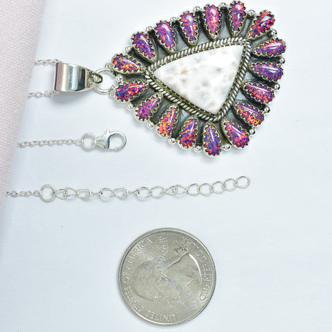 Pink Larimar & Aurora Opal Pendant | 925 Sterling Silver