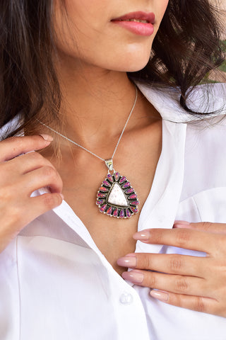 Handmade Pink Larimar & Aurora Opal Pendant in 925 Sterling Silver