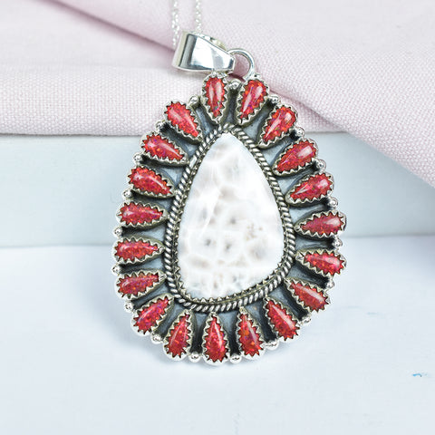 Pink Larimar & Aurora Opal Pendant | 925 Sterling Silver