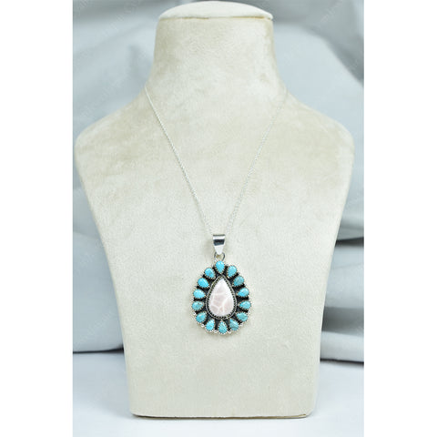 Pink Larimar & Mojave Turquoise  Pendant | 925 Sterling Silver