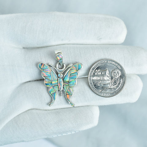 Aurora Opal Pendant  in 925 Sterling Silver