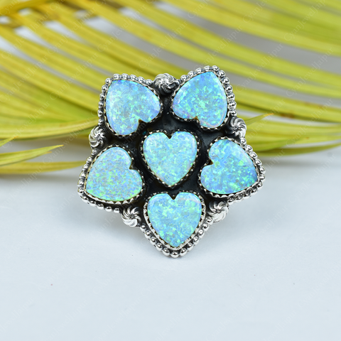 Handmade Aurora Opal 925 Sterling Silver Ring