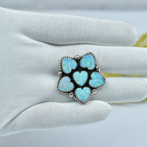 Handmade Aurora Opal 925 Sterling Silver Ring