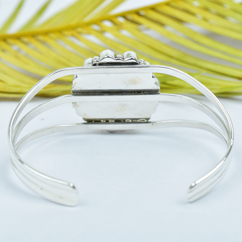 Black Shell & Aurora Opal Bangle in 925 Sterling Silver