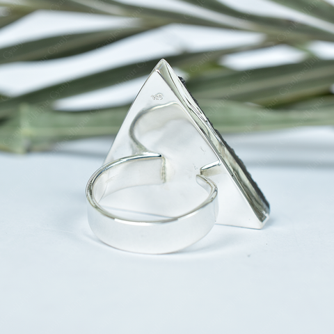 Handmade Black Drusy 925 Sterling Silver Ring