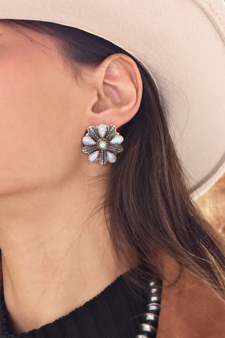 Handmade Aurora Opal 925 Sterling Silver Earring