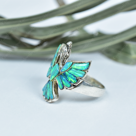 Handmade Aurora Opal 925 Sterling Silver Ring