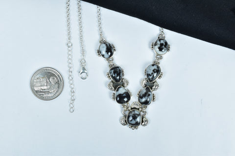 Handmade Zebra Jasper 925 Sterling Silver Necklace