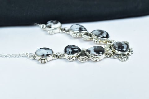 Handmade Zebra Jasper 925 Sterling Silver Necklace