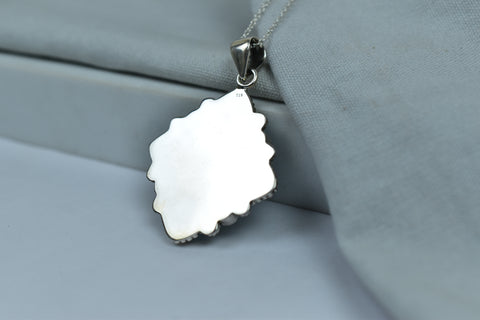 Handmade Aurora Opal & Turquoise Pendant in 925 Sterling Silver