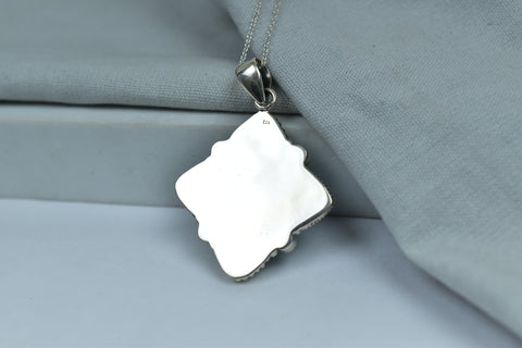 Handmade Aurora Opal & Turquoise Pendant in 925 Sterling Silver