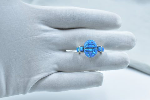 Handmade Blue Opal Ring in 925 Sterling Silver