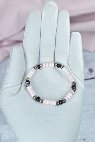 Purple Spiny Oyster & Pink Conch Bracelet in 925 Sterling Silver