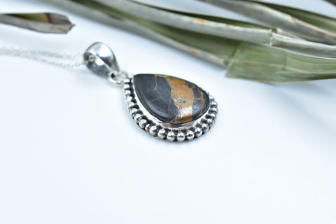 Handmade Black Jack Turquoise 925 Sterling Silver Pendant