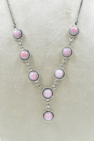 Handmade Pink Opal 925 Sterling Silver Necklace