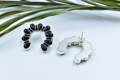 Handmade Black Onyx 925 Sterling Silver Studs Earring