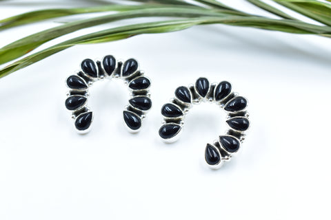 Handmade Black Onyx 925 Sterling Silver Studs Earring