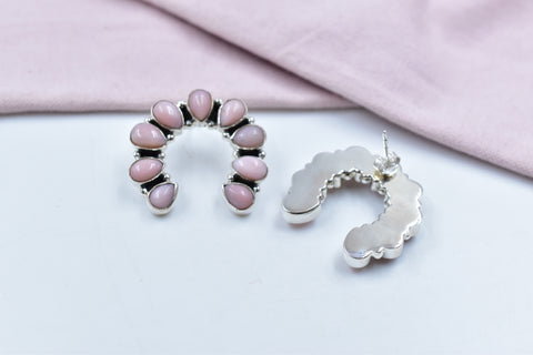 Handmade Pink Opal 925 Sterling Silver Studs Earring