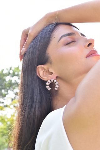 Handmade Pink Opal 925 Sterling Silver Studs Earring