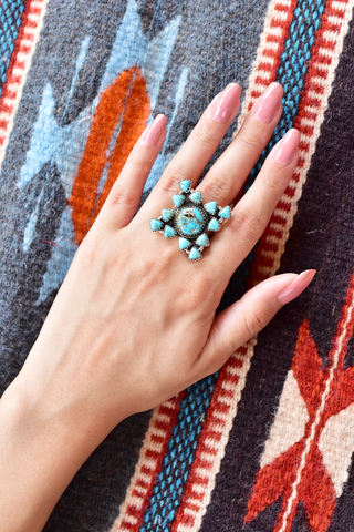 Handmade Blue Copper & Mojave Turquoise 925 Sterling Silver Ring